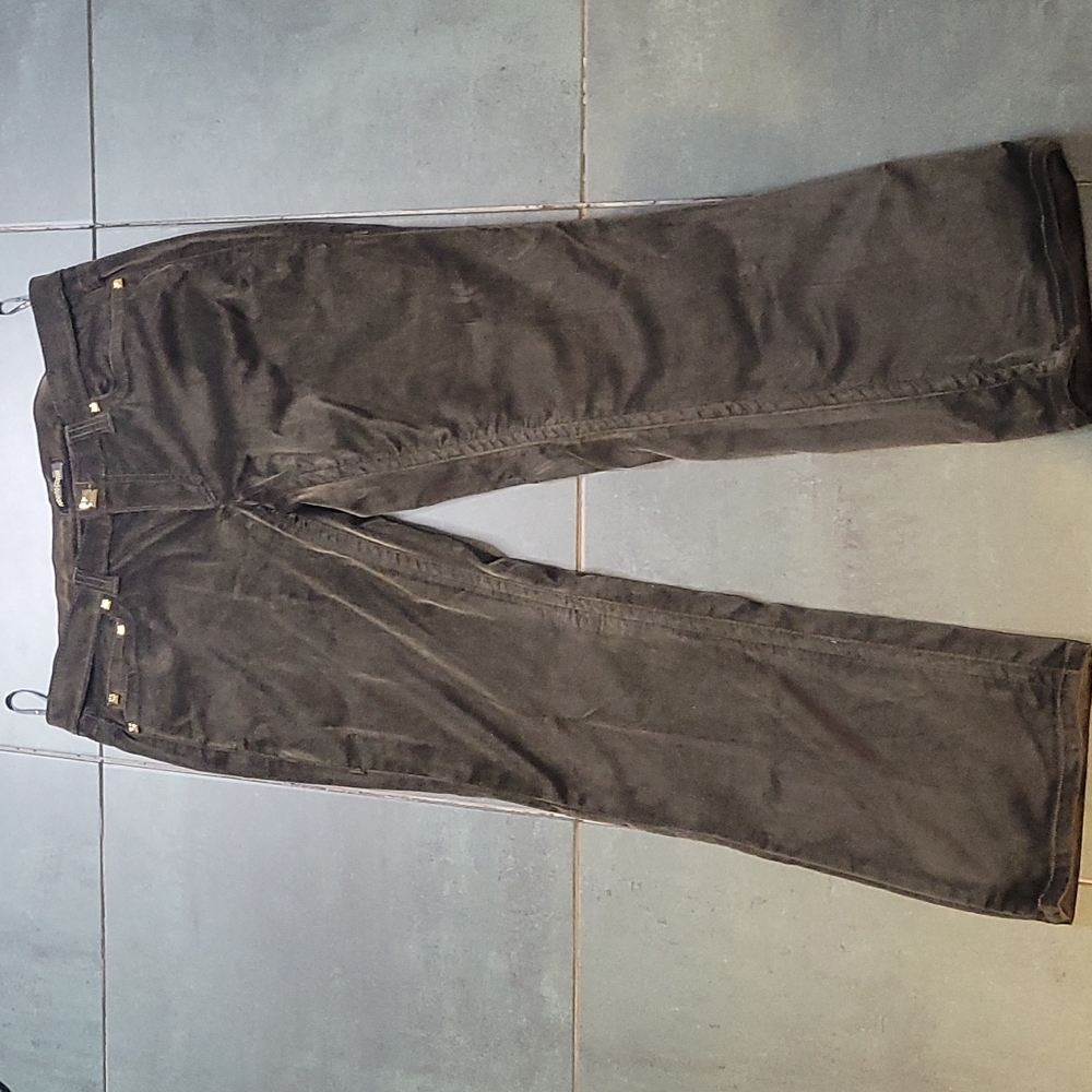 Roberto cavalli size 48 chocolate brown pants cotton plush gold hardware altered